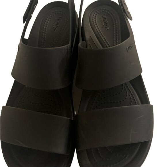 CROCS LiteRide Black Platform Wedges, Size 8W - Picture 7 of 7